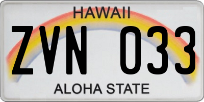 HI license plate ZVN033