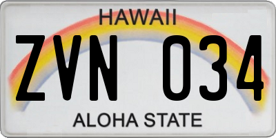HI license plate ZVN034