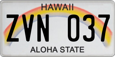 HI license plate ZVN037