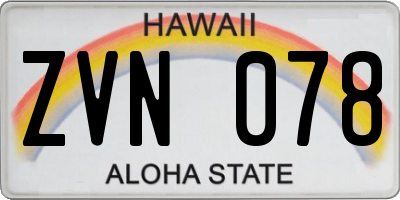 HI license plate ZVN078
