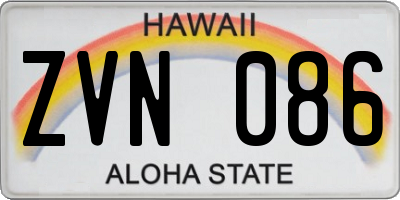 HI license plate ZVN086