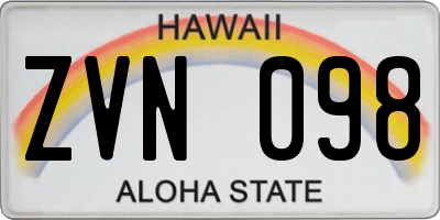 HI license plate ZVN098