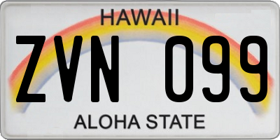 HI license plate ZVN099