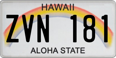 HI license plate ZVN181