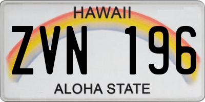 HI license plate ZVN196