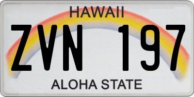 HI license plate ZVN197