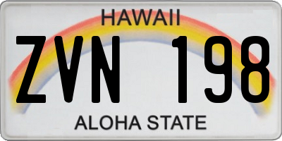 HI license plate ZVN198