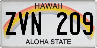 HI license plate ZVN209