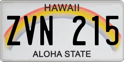 HI license plate ZVN215