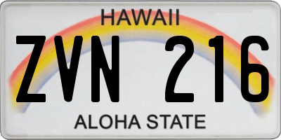 HI license plate ZVN216