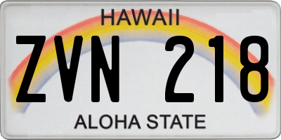 HI license plate ZVN218