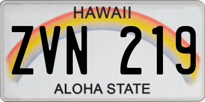 HI license plate ZVN219