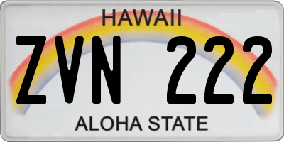 HI license plate ZVN222