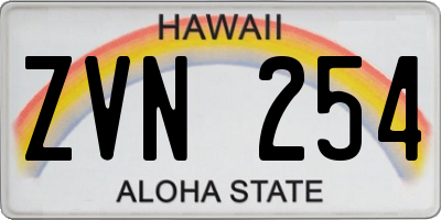 HI license plate ZVN254