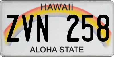HI license plate ZVN258
