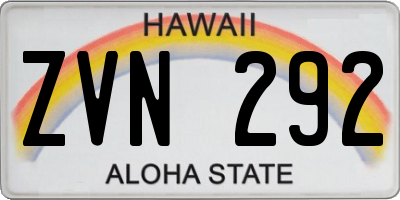 HI license plate ZVN292