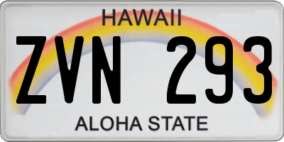 HI license plate ZVN293
