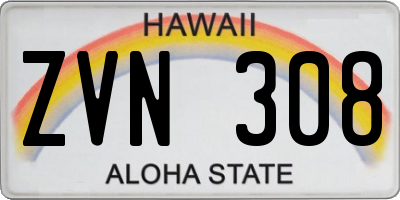 HI license plate ZVN308