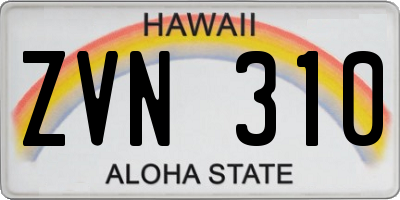 HI license plate ZVN310