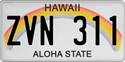 HI license plate ZVN311