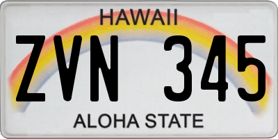 HI license plate ZVN345