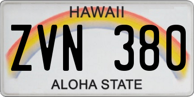HI license plate ZVN380