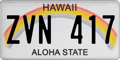 HI license plate ZVN417