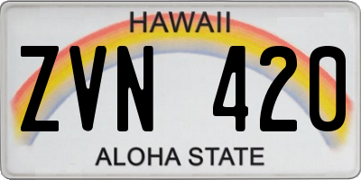 HI license plate ZVN420