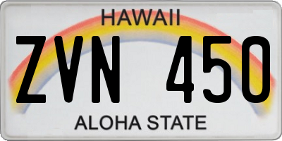 HI license plate ZVN450