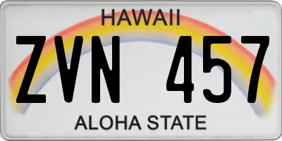 HI license plate ZVN457