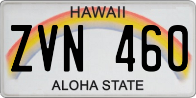 HI license plate ZVN460