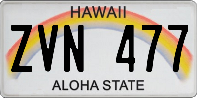 HI license plate ZVN477