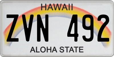 HI license plate ZVN492