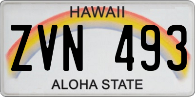 HI license plate ZVN493