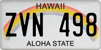 HI license plate ZVN498