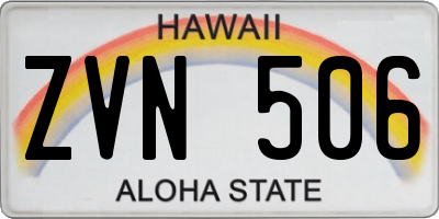 HI license plate ZVN506