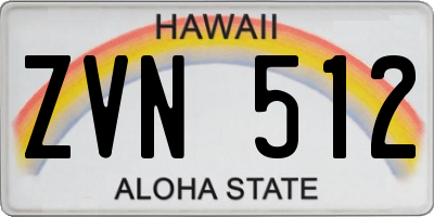 HI license plate ZVN512