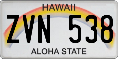 HI license plate ZVN538