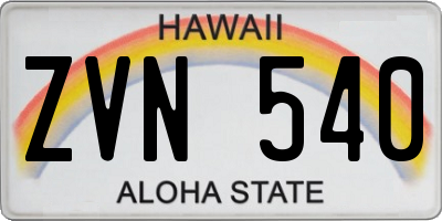 HI license plate ZVN540