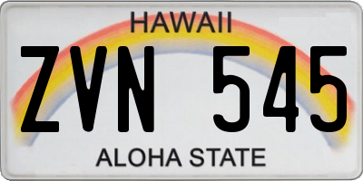 HI license plate ZVN545