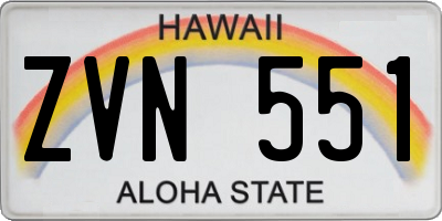 HI license plate ZVN551