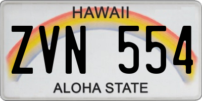 HI license plate ZVN554