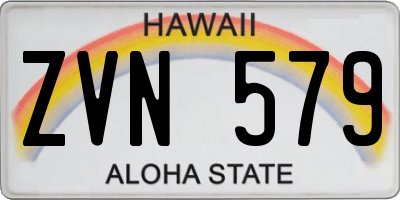 HI license plate ZVN579
