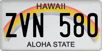 HI license plate ZVN580