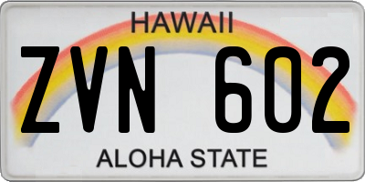 HI license plate ZVN602