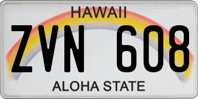 HI license plate ZVN608