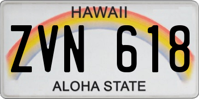 HI license plate ZVN618