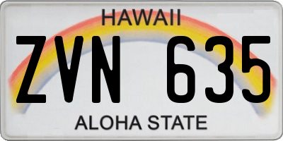 HI license plate ZVN635
