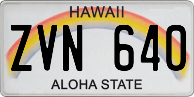HI license plate ZVN640