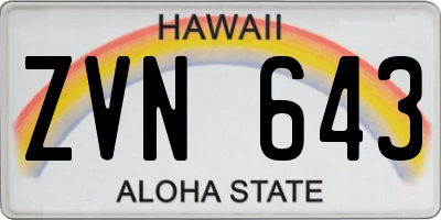 HI license plate ZVN643